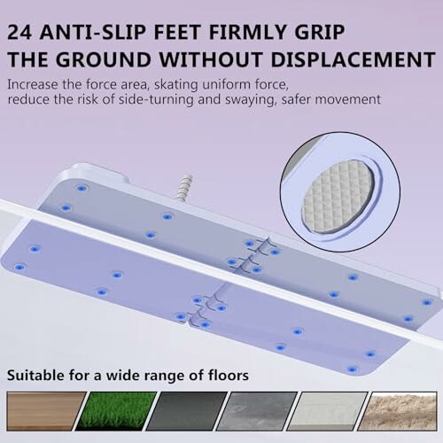 Anti-slip mat with 24 feet for firm grip on various floors.