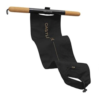 Stretching exercise strap with wooden handle