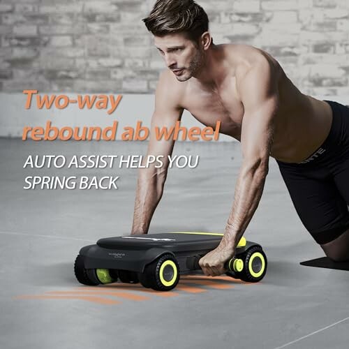 Man using two-way rebound ab wheel for exercise